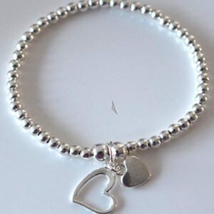 Round Beads With Heart Charms Bracelet